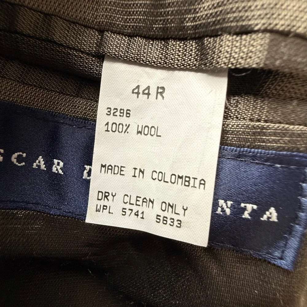 Oscar De La‎ Renta Blazer Mens Olive Brown Micro Pattern 3 Button Sport Coat 46R